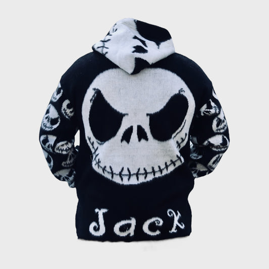 Jack Skellington Jacket | Unisex Zip-Up | Alpaca Wool Jacket | Warm and Soft.