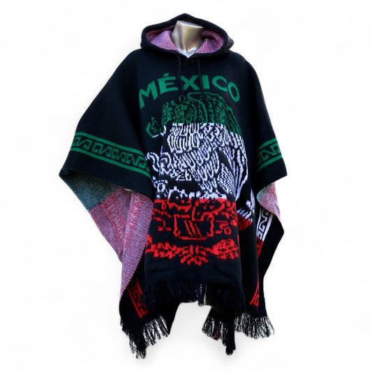 “México Lindo y Querido” Hooded Poncho - Alpaca Wool