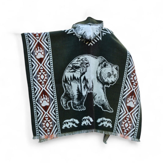 Alpaca Wool “Wilderness Spirit ” Hooded Poncho.