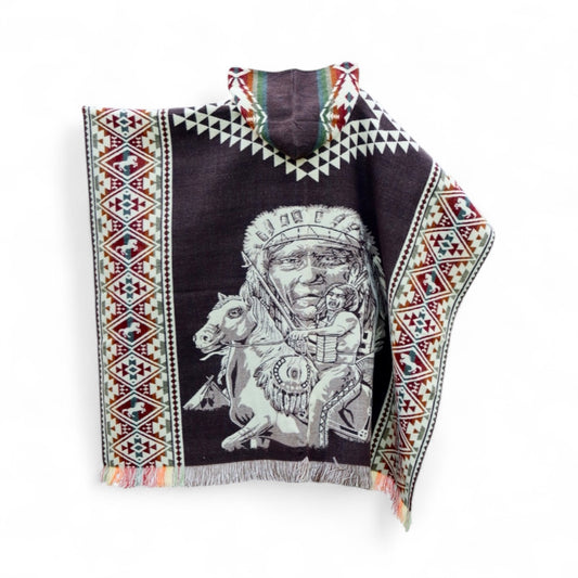 Alpaca Wool “Ancient Wisdom” Hooded Poncho