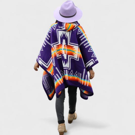 Handcrafted Alpaca Wool Cape “Chakana” Design - Warm, Thick, Premium Alpaca, Unisex. Best Gift!