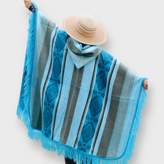 Handcrafted Alpaca Wool Cape “Sky Spirit” Design - Warm, Thick, Premium Alpaca, Unisex. Best Gift!