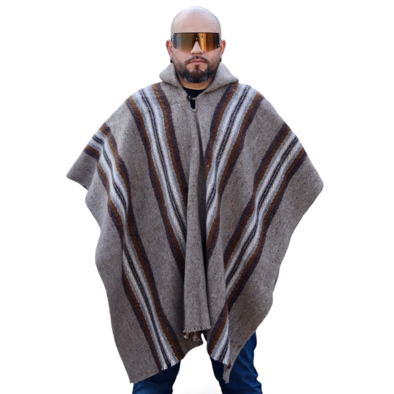 Premium Alpaca Wool – Earth tones, Handcrafted Unisex Wrap, Extra Warm Poncho.