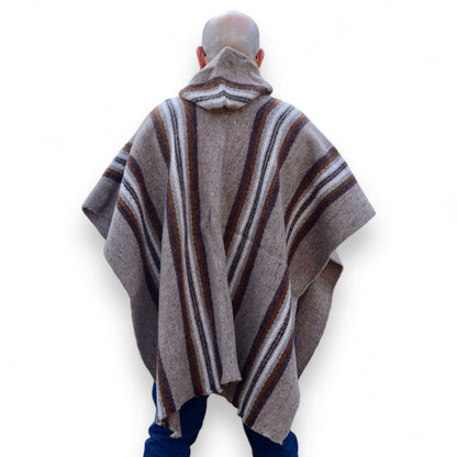 Premium Alpaca Wool – Earth tones, Handcrafted Unisex Wrap, Extra Warm Poncho.