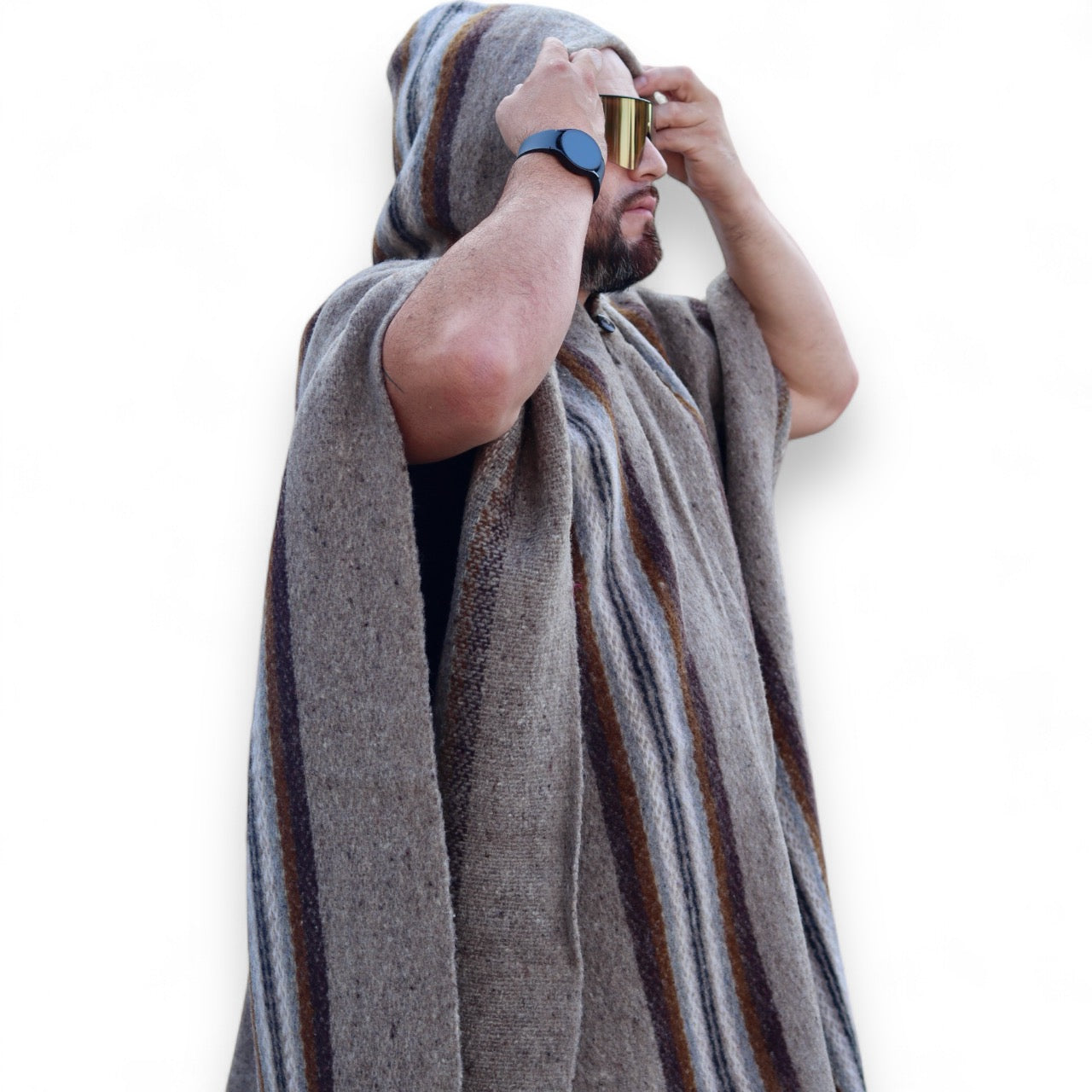 Premium Alpaca Wool – Earth tones, Handcrafted Unisex Wrap, Extra Warm Poncho.