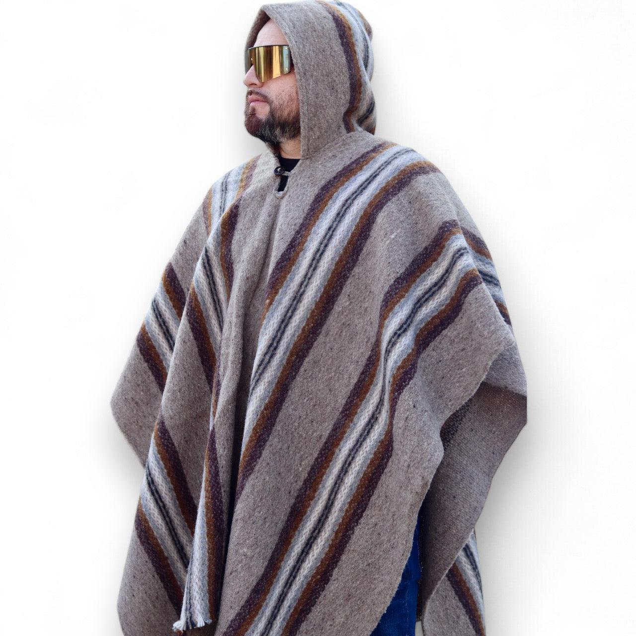 Premium Alpaca Wool – Earth tones, Handcrafted Unisex Wrap, Extra Warm Poncho.