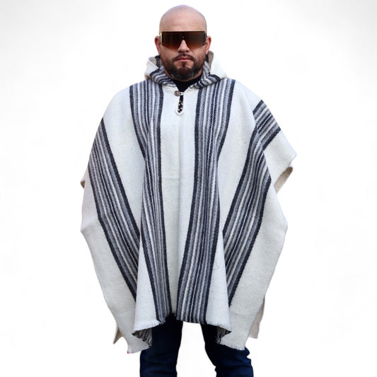 Premium Alpaca Wool – Snow white, Handcrafted Unisex Wrap, Extra Warm Poncho.