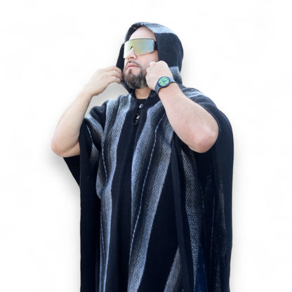 Premium Alpaca Wool –Midnight black, Handcrafted Unisex Wrap, Extra Warm Poncho.