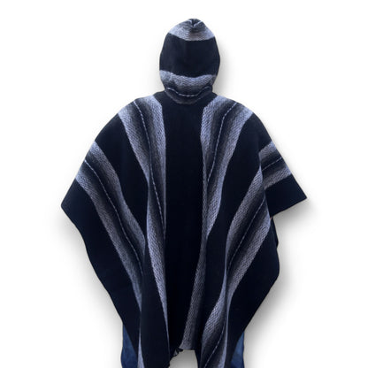 Premium Alpaca Wool –Midnight black, Handcrafted Unisex Wrap, Extra Warm Poncho.