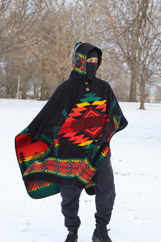 Native Western Style Alpaca Wool Poncho – Adapts to any weather.