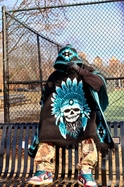 Blue Ethereal Skull Poncho