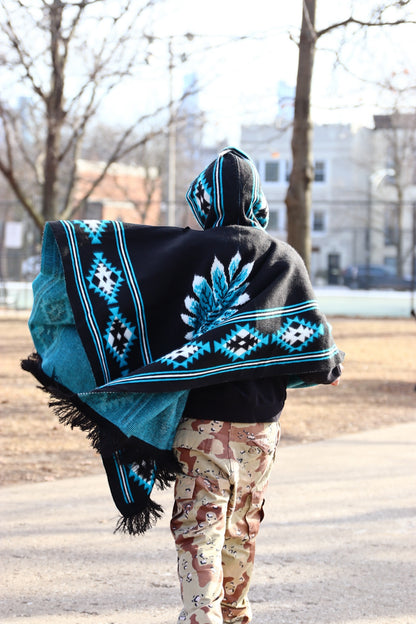 Blue Ethereal Skull Poncho