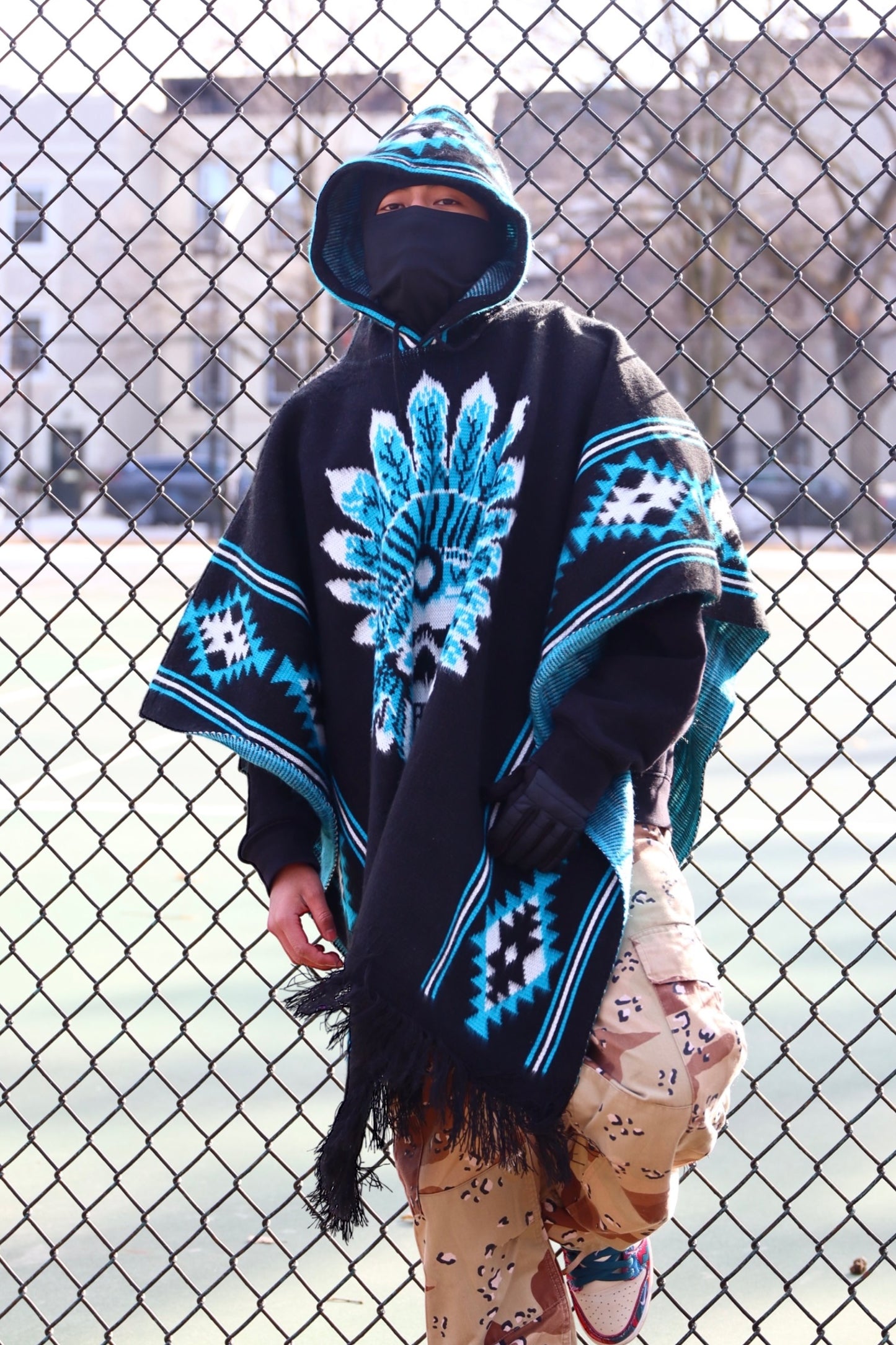 Blue Ethereal Skull Poncho